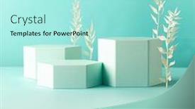  Presentation with hexagon - Cool new slides with composition-of-different-geometric-objects backdrop and a arctic colored foreground