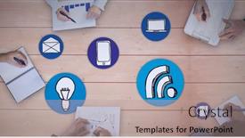  Presentation with digital finance - PPT theme enhanced with composition-of-digital-icons-over background and a coral colored foreground