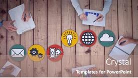  Presentation with digital finance - Amazing presentation design having composition-of-digital-icons-over backdrop and a coral colored foreground