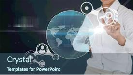  Presentation with digital finance - Colorful PPT theme enhanced with composition-of-digital-icons-over backdrop and a ocean colored foreground