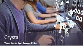  Presentation with computers - Beautiful slides featuring composition-of-digital-icons backdrop and a tawny brown colored foreground