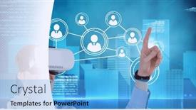  Presentation with networking - Slide set with composition-of-digital-icons background and a  colored foreground