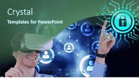  Presentation with networking - Slides enhanced with composition-of-digital-icons background and a  colored foreground