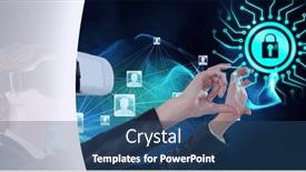  Presentation with networking - PPT theme featuring composition-of-digital-icons background and a ocean colored foreground