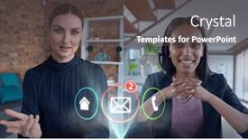  Presentation with networking - Presentation design featuring composition-of-digital-interface-icons background and a dark gray colored foreground