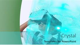  Presentation with networking - PPT theme having composition-of-digital-light-trails background and a cyan colored foreground