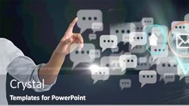  Presentation with digital finance - Presentation featuring composition-of-digital-message-icons background and a ocean colored foreground