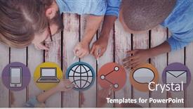  Presentation with global children - Theme consisting of composition-of-digital-online-icons background and a gray colored foreground