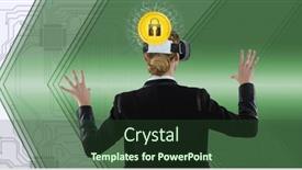  Presentation with business networking - Slides with composition-of-digital-padlock-icon background and a tawny brown colored foreground