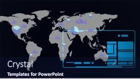  Presentation with digital statistics - PPT layouts consisting of composition-of-digital-screen background and a navy blue colored foreground