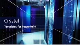  Presentation with server - PPT theme consisting of composition-of-digital-tunnel-over background and a navy blue colored foreground