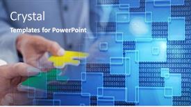  Presentation with holding puzzle pieces - Presentation having composition-of-diverse-business-team background and a teal colored foreground