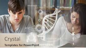  Presentation with medical students - Beautiful presentation theme featuring composition-of-dna-strand backdrop and a light gray colored foreground
