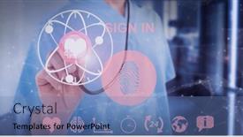  Presentation with data medical - Audience pleasing slides consisting of composition-of-doctor-touching-screen backdrop and a teal colored foreground