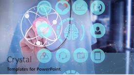  Presentation with digital image processing - Audience pleasing PPT theme consisting of composition-of-doctor-touching backdrop and a light blue colored foreground