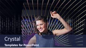  Presentation with frequency - Amazing presentation theme having composition-of-dot-sound-frequency backdrop and a  colored foreground