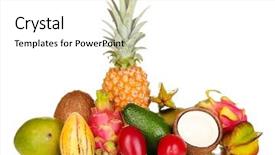  Presentation with fruits - Colorful PPT theme enhanced with composition of exotic fruits isolated backdrop and a  colored foreground