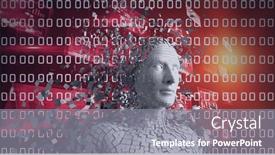  Presentation with business networking - Cool new presentation theme with composition-of-exploding-human-bust backdrop and a gray colored foreground