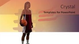  Presentation with basketball female - Presentation design having composition-of-female-basketball-player background and a coral colored foreground