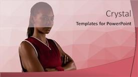  Presentation with basketball female - Presentation theme having composition-of-female-basketball-player background and a lemonade colored foreground