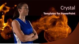  Presentation with basketball female - Presentation theme consisting of composition-of-female-basketball-player background and a wine colored foreground