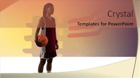  Presentation with basketball female - Presentation design enhanced with composition-of-female-basketball-player background and a coral colored foreground