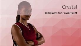  Presentation with basketball female - PPT theme consisting of composition-of-female-basketball-player background and a lemonade colored foreground