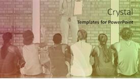  Presentation with school sport - Cool new presentation theme with composition-of-female-coach backdrop and a mint green colored foreground