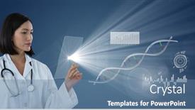  Presentation with data medical - PPT theme with composition-of-female-doctor-holding background and a teal colored foreground