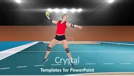  Presentation with handball sport - Presentation having composition-of-female-handball-player background and a ocean colored foreground