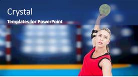  Presentation with handball sport - Cool new presentation theme with composition-of-female-handball-player backdrop and a ocean colored foreground
