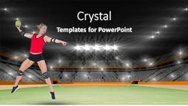  Presentation with handball sport - Cool new presentation theme with composition-of-female-handball-player backdrop and a  colored foreground