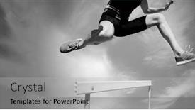  Presentation with female sport - Theme having composition-of-female-hurdle-jumper background and a light gray colored foreground