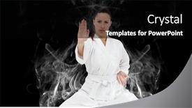  Presentation with female sport - Presentation design consisting of composition-of-female-martial-artist background and a black colored foreground