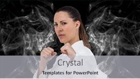  Presentation with female sport - Slides having composition-of-female-martial-artist background and a light gray colored foreground