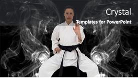  Presentation with female sport - Slides featuring composition-of-female-martial-artist background and a dark gray colored foreground