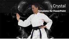  Presentation with female sport - Presentation theme having composition-of-female-martial-artist background and a dark gray colored foreground