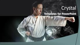  Presentation with female sport - Theme enhanced with composition-of-female-martial-artist background and a dark gray colored foreground