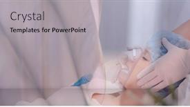  Presentation with theatre mask - Amazing PPT theme having composition-of-female-patient backdrop and a light gray colored foreground