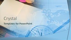  Presentation with digital image processing - Beautiful slide set featuring composition-of-financial-statistics-processing backdrop and a sky blue colored foreground