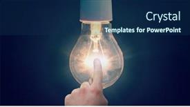  Presentation with light bulb - Slide set with composition-of-finger-touching-lit background and a navy blue colored foreground
