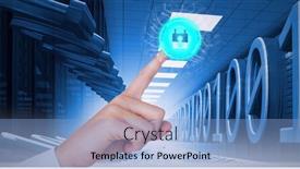  Presentation with data security - Presentation design featuring composition-of-finger-touching-online background and a light blue colored foreground