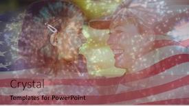  Presentation with wrapped flag - Theme with composition-of-fireworks-over-smiling background and a violet colored foreground