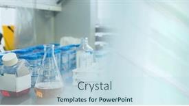  Presentation with lab test - Slides with composition-of-flasks-and-test background and a sky blue colored foreground