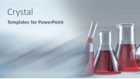  Presentation with test tubes - Presentation theme featuring composition-of-flasks-and-test background and a sky blue colored foreground