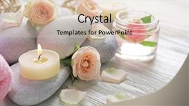  Presentation with salon - Theme having composition of flowers candles background and a lemonade colored foreground