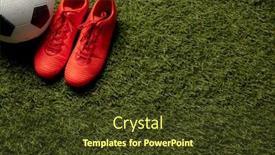  Presentation with football stadium - PPT theme with composition-of-football-and-shoes background and a  colored foreground