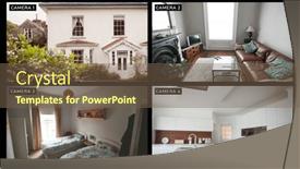  Presentation with surveillance - PPT layouts enhanced with composition-of-four-camera-screens background and a violet colored foreground