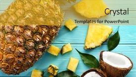  Presentation with pineapple - Cool new theme with composition of fresh pineapple backdrop and a gold colored foreground