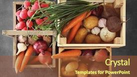  Presentation with vegetables - Colorful PPT theme enhanced with composition-of-fresh-vegetables backdrop and a tawny brown colored foreground